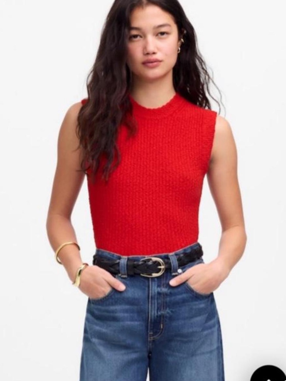 Madewell red boucle knit sweater tank sz m